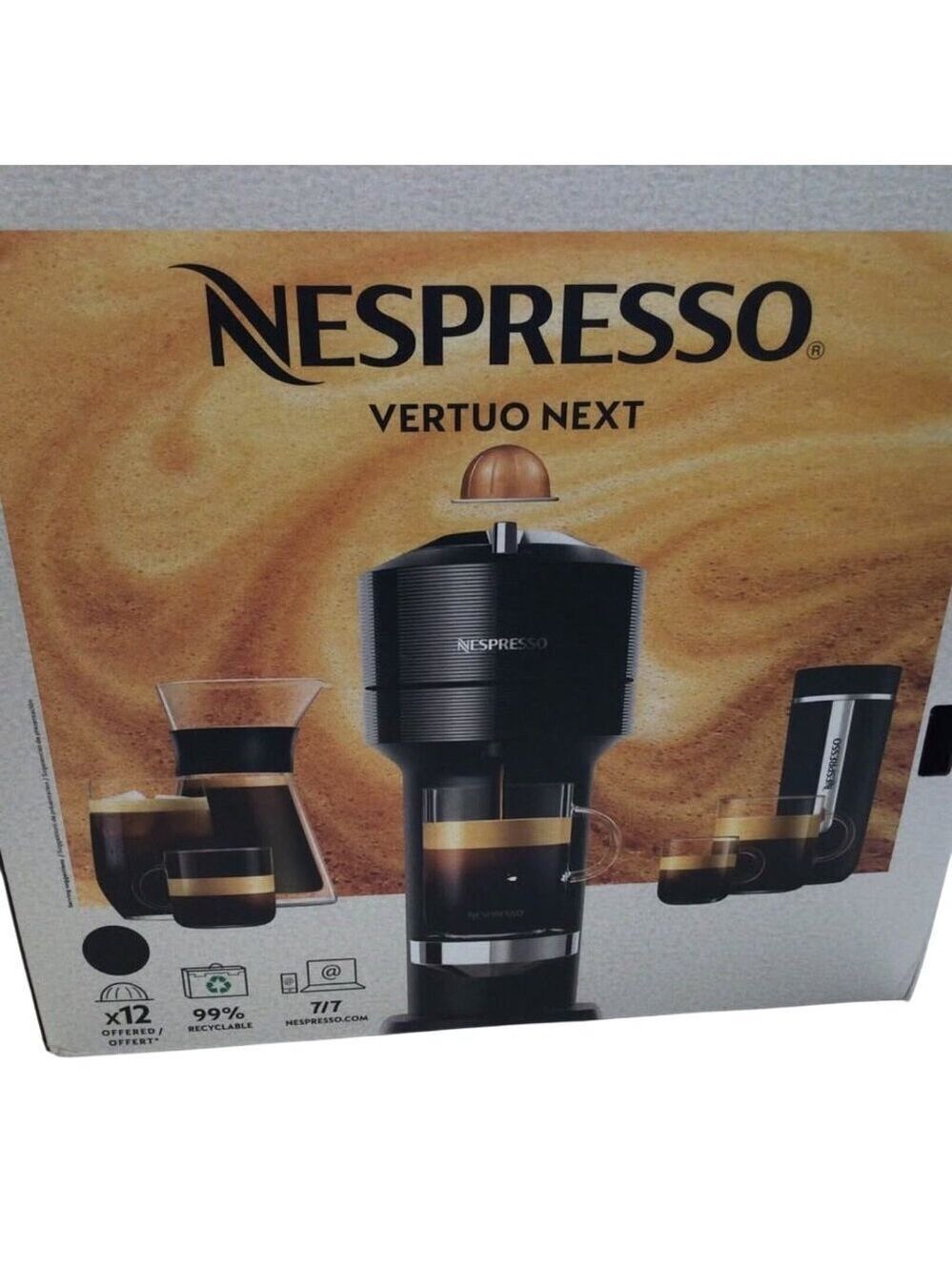 Nespresso Vertuo Next Coffee & Espresso Machine Black Includes 12 Capsules Bluet